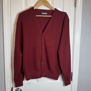 Vintage Pine State Cardigan Sweater Mens Size XL Red Button Front Acrylic Vtg